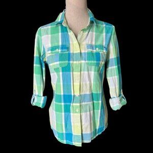 TOMMY HILFIGER Women’s Cotton Plaid Shirt - Size Medium
